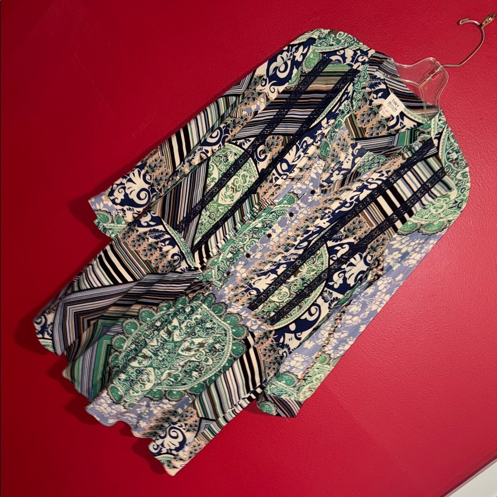 Anthropologie TINY Petites Paisley Green & Blue Dress